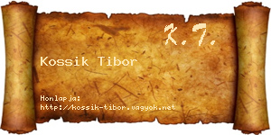 Kossik Tibor névjegykártya